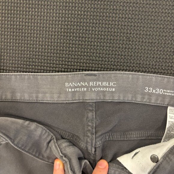 Banana Republic Slim Heathered Traveler Pant, Smoke Gray, 33W 30L - Picture 2 of 5